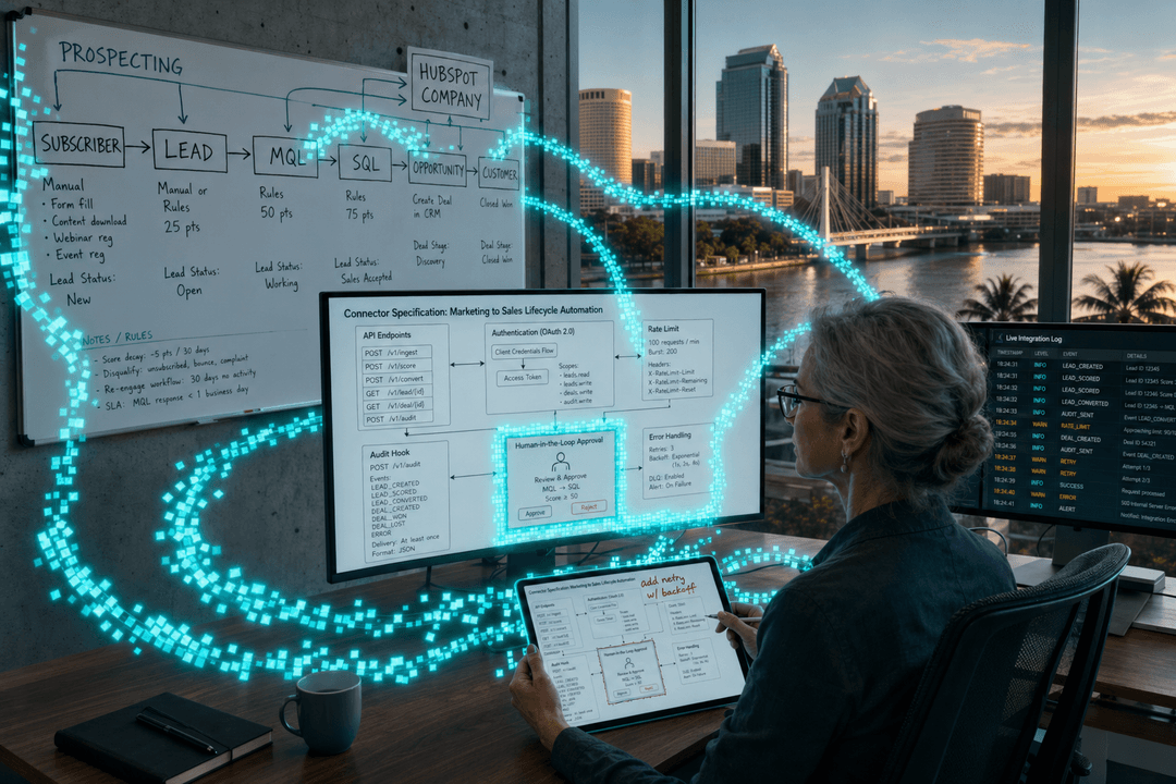 An integration engineer reviewing a connector specification and the workflow it supports.